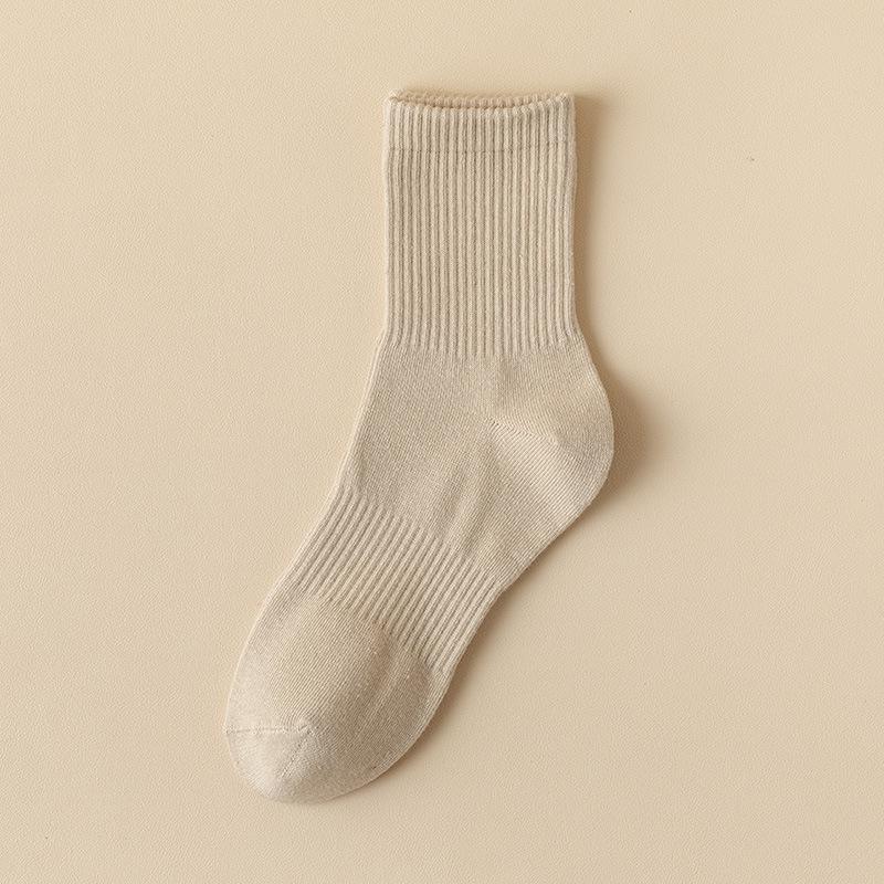 Unisex Mid-Calf Socks: Autumn/Winter High-Elastic, Solid Color, Casual Warm Socks