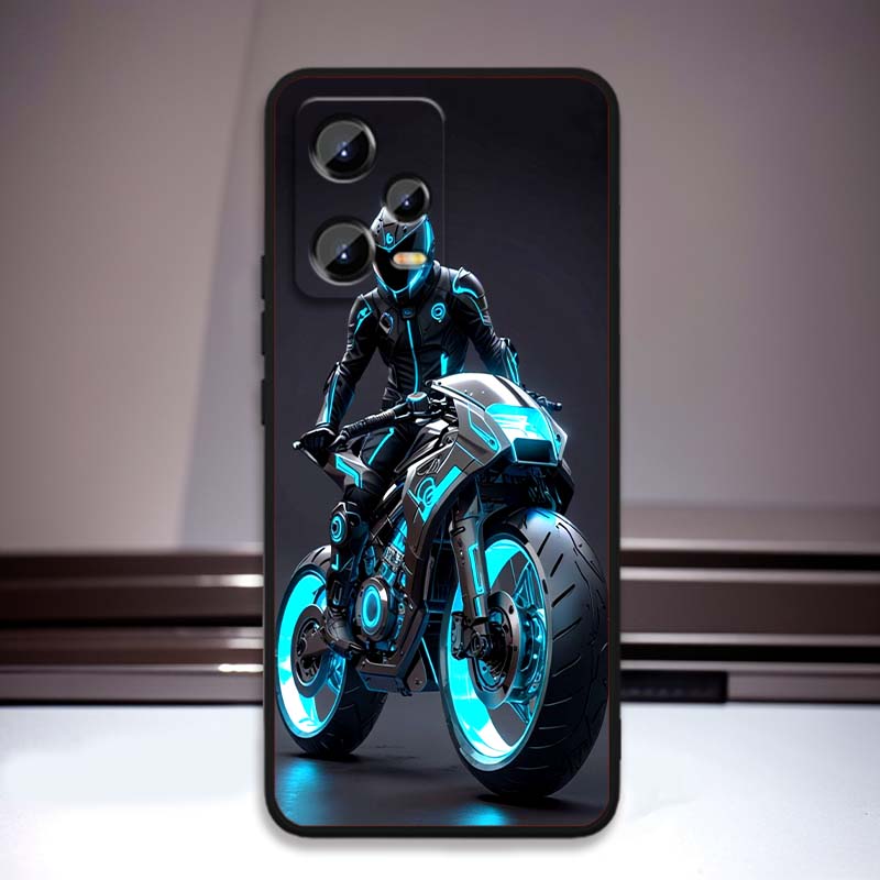 Creative motorcycle rider cool Phone Case For Xiaomi Redmi Note 15 14 13 12 12S 11E 11 11S Pro Plus 4G 5G Black Soft TPU