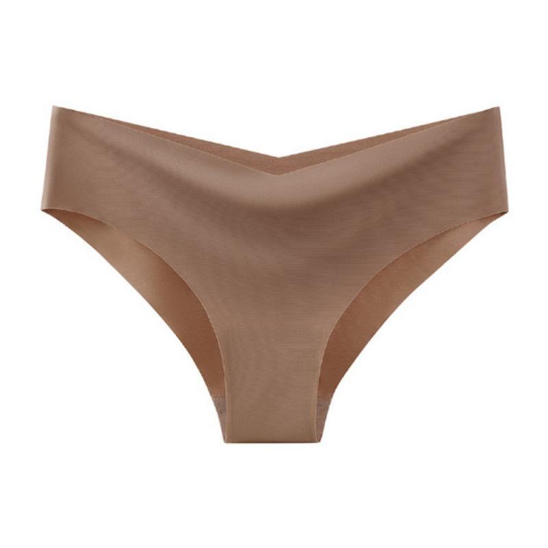 

Женские ультратонкие трусы, бесшовные трусы, сексуальное уютное эластичное белье с v-образной талией, женское однотонное нижнее белье XL дубильная кора