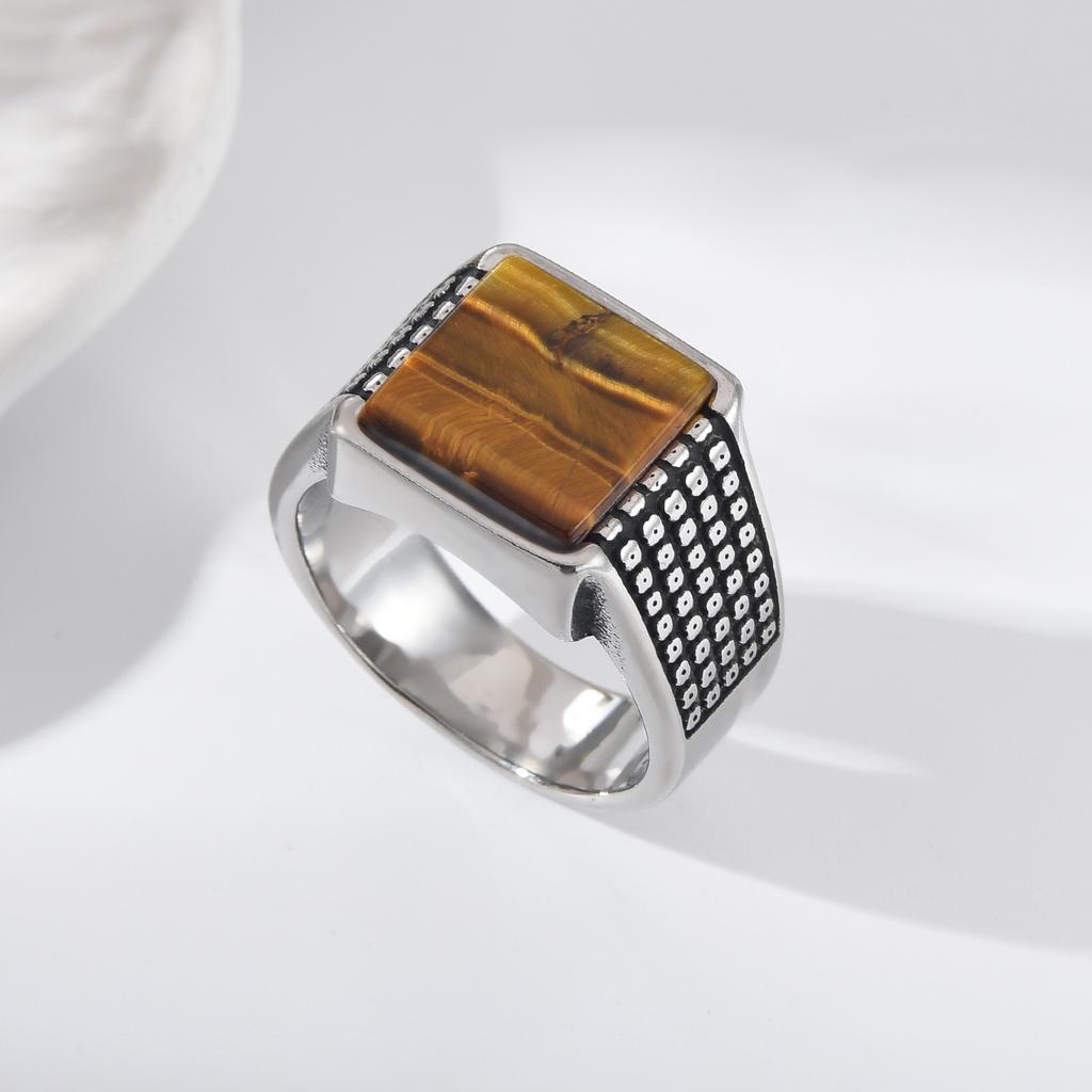 A3510 Men's/Women Trend High Quality 316LStainless Steel Multiple Colors Zircon Style Onyx Golden Rings Jewelry