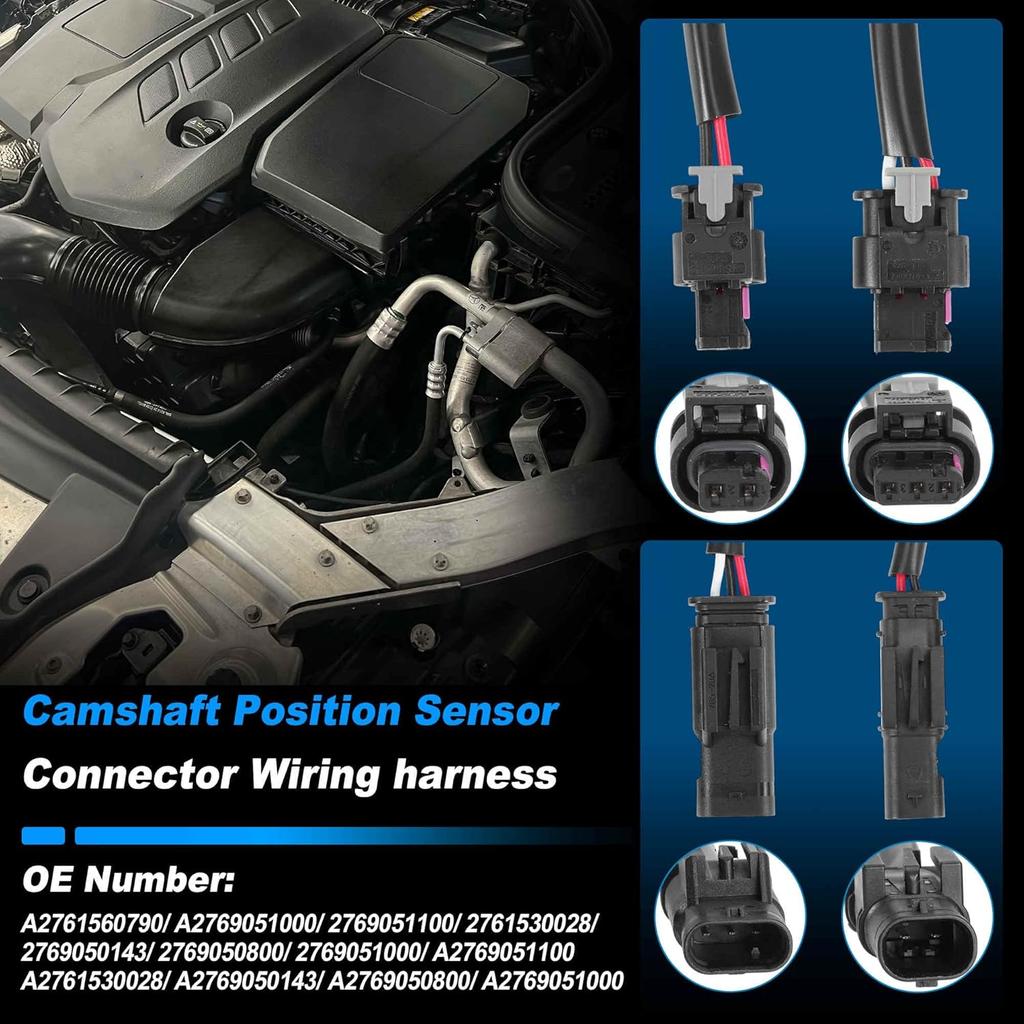 8-teiliges Steckverbinder-Kabelbaum-Kit für Nockenwellensensor 3-PIN & 2-PIN für Mercedes Benz Fahrzeuge mit 4,7L M278 Motor 2011-2020