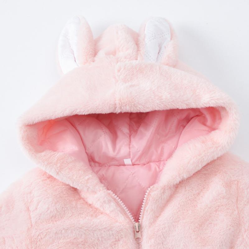 Rabbit Ears Coat Cute Baby Girl Faux Fur Fleece Jacket Children's Thickened Winter Warm Jacket