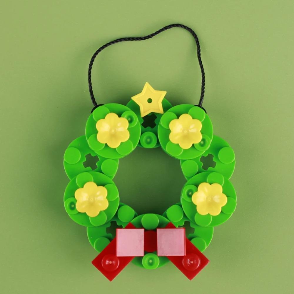 Winter City View Merry Christmas Decoration Flower Wreath Building Blocks House Home Santa Claus Figures Snow Window Bricks Toys