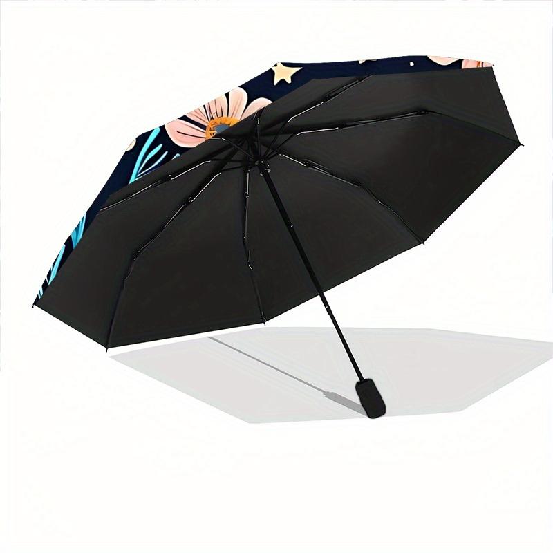 1 Stück faltbarer Regenschirm mit himmlischem Blumendruck, 8 Speichen, lässig, langlebig, leicht, tragbar, Reise-Regenschirm für Männer & Frauen yy250728069