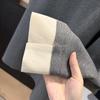 Women's Wool-Blend Two-Piece Color-Block Lapel Half-Zip Hoodie for Early Spring