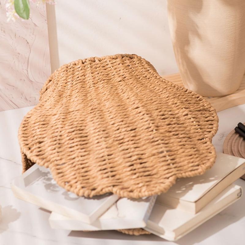 Paper Rope Woven Shell Shaped Basket Decorative Toy Storage Bin Desktop Sundries Organizer Home Organization Tool