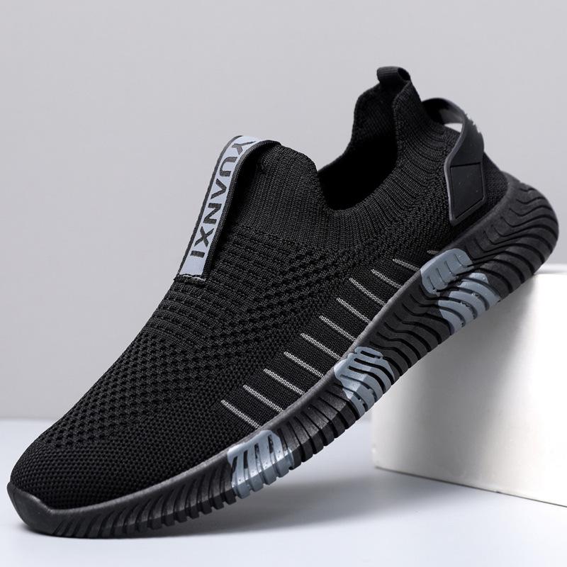 Spring and Summer Breathable Mesh Shoes All Black Thin Deodorant Breathable Large Mesh Shoes Mesh Writing Casual Work Men's Shoes