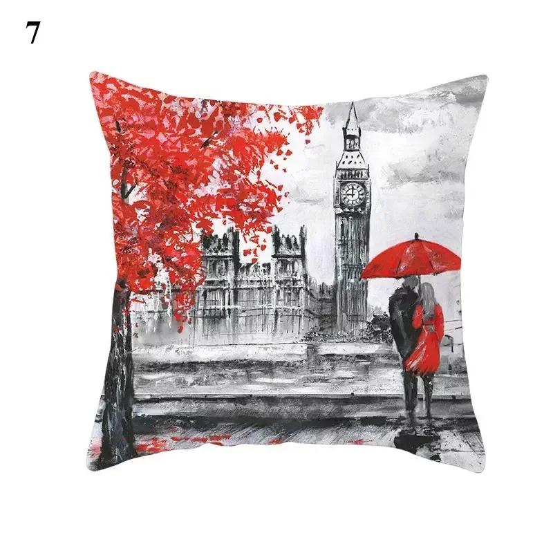 Valentine's Day Cushion Cover Red Heart Print Pillowcase  Sofa