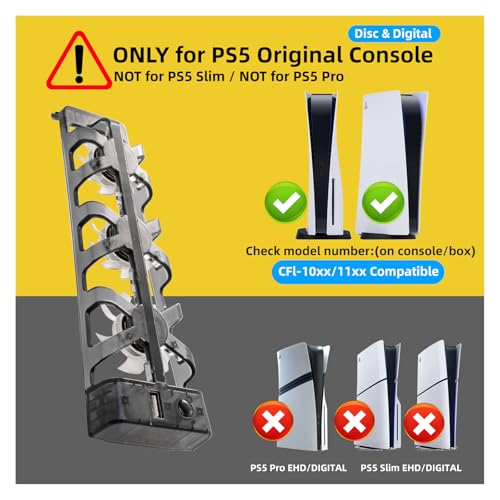 PS5 Cooling Fan, Triple Fan, Cooling Stand for PlayStation 5 (Disc/Digital Edition), USB Powered, with Switch and LED Indicator, Charging Only USB Por