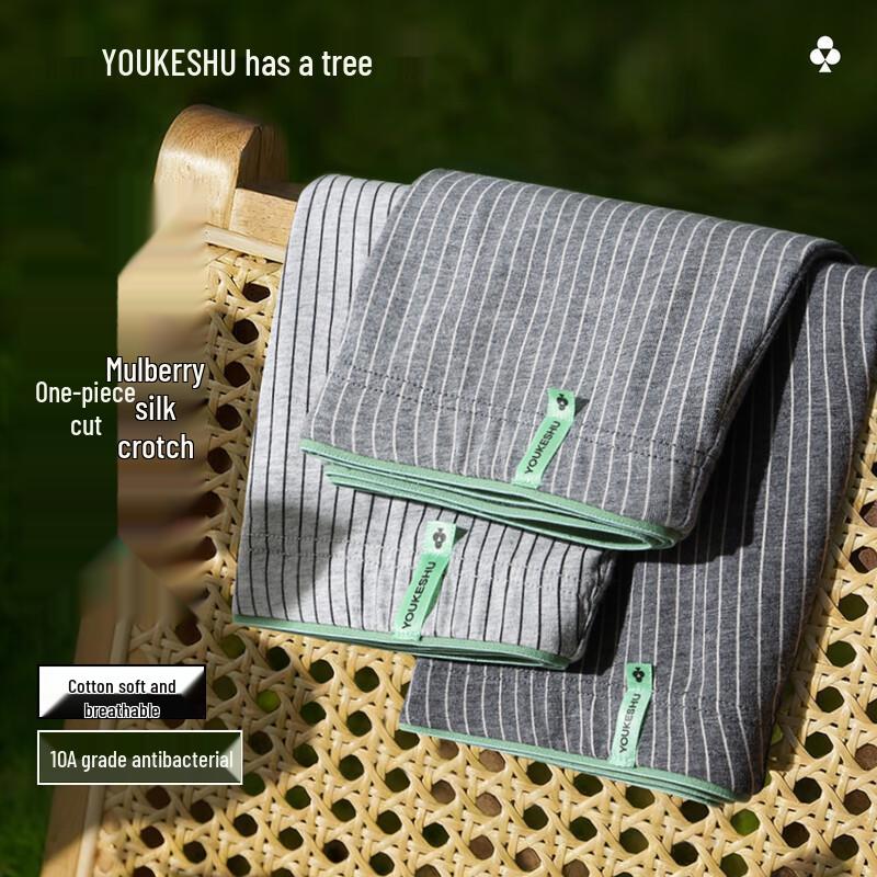 

YOUKESHU Мужские полосатые хлопковые боксеры-слипы с шелковой ластовицей 2XL (140-160 lbs)