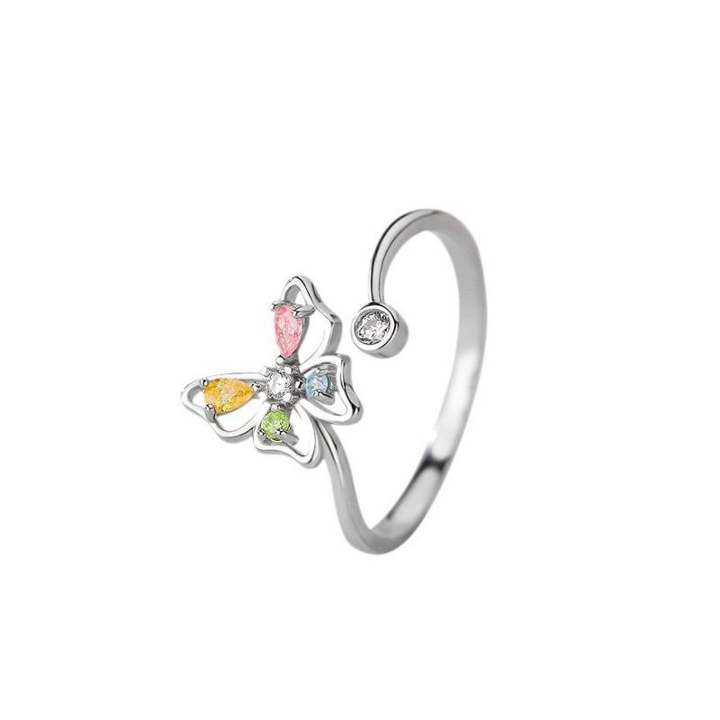 Women Colored Diamond Butterfly Pendant Simple Hollow Out Inlaid Diamond Clavicle Necklace