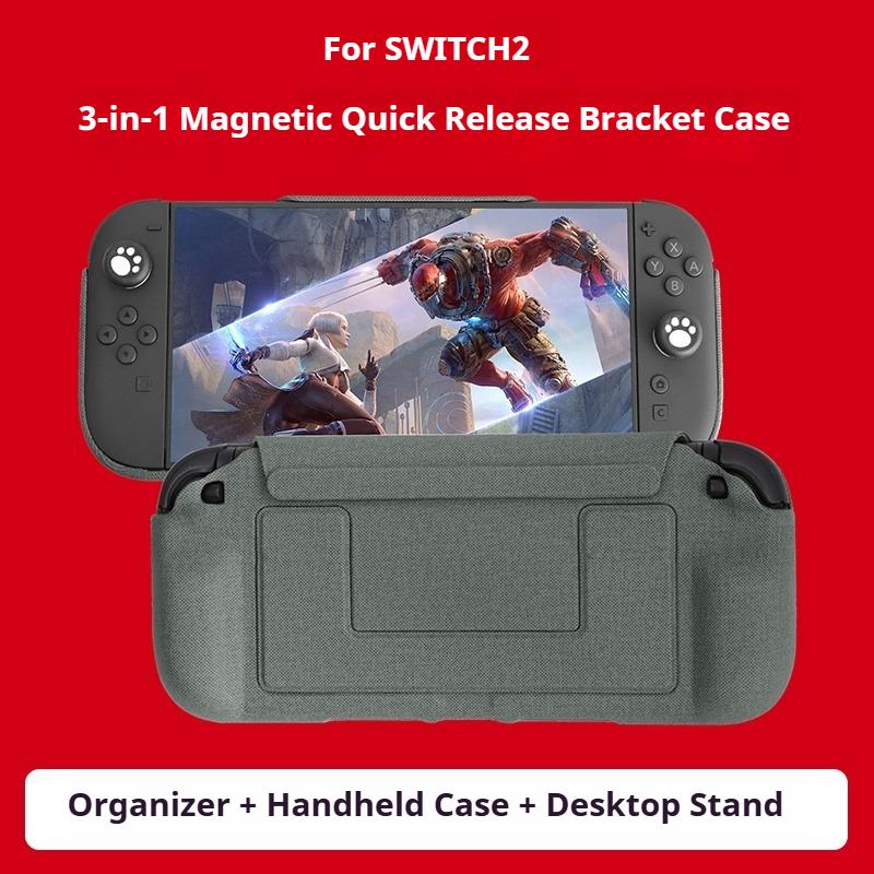 

Eary for Nintendo Switch 2 Dockable Protective Case Magnetic Gaming Cover Accessories Ergonomic Comfort PU Grip NS2 Shell Stand серый