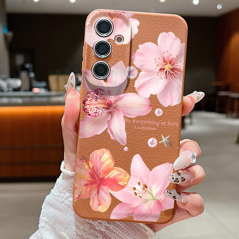 

Чехол для телефона с цветочным узором для Samsung Galaxy A56 A16 A17 A36 A26 A55 A15 A25 A54 5G S25 S24 S22 Ultra S24 S23 FE Мягкий чехол из ТПУ Samsung Galaxy S24 Plus коричневый