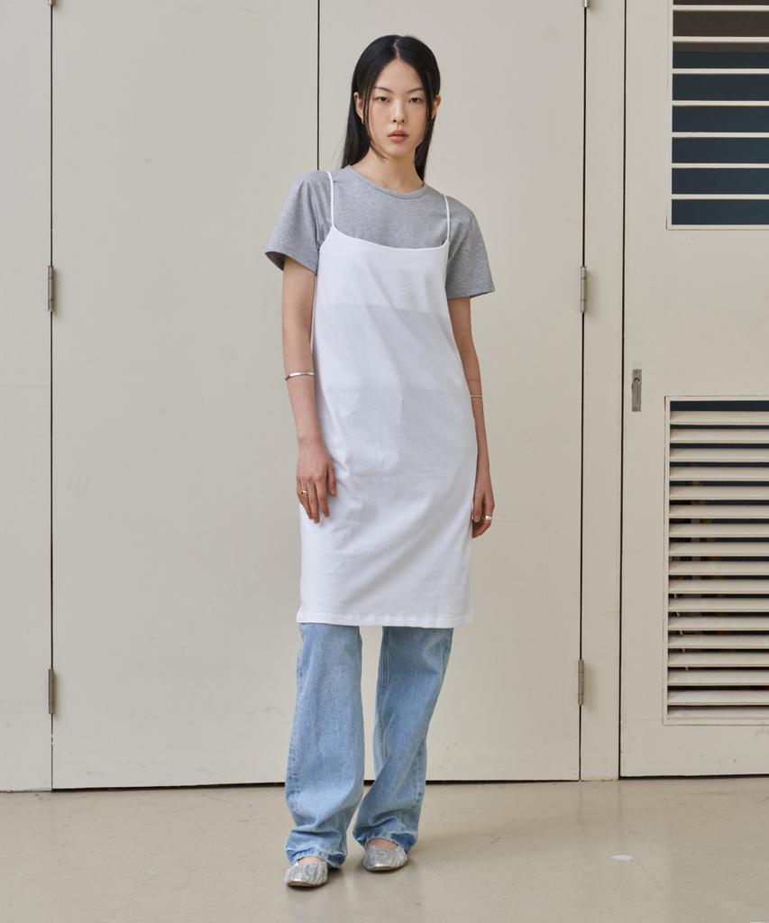 Wearies Square Neck Sleeveless Dress_White