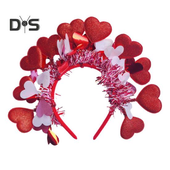 

Повязка на голову ко Дню святого Валентина, женская блестящая повязка на голову в форме сердца, праздничные аксессуары для косплея на День святого Валентина, вечеринку, свадьбу, годовщину красный