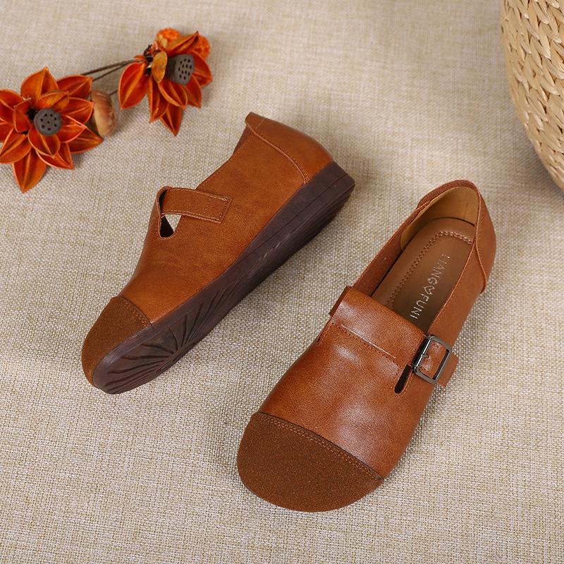 New middle-aged and old mother shoes, women's beef tendon sole, flat bottom, shallow mouth, Doudou shoes, one pedal, lazy women's single shoes