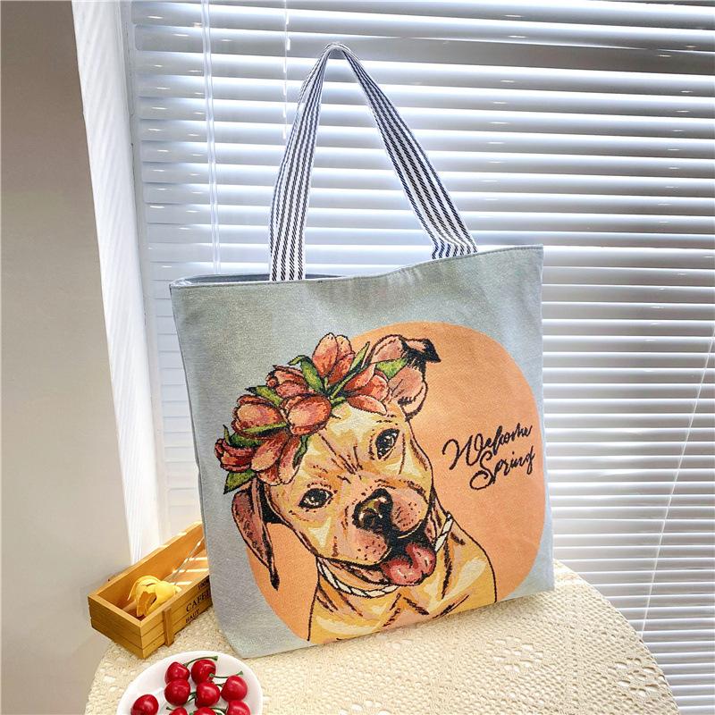 Canvas Bags Handbag For Women Shopper Cute Cat Shopping Tote Bag With Zipper Designer Bag Japanese Style Cartoon Large Shoulder Bags