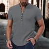Men's Linen Casual Shirt Simple V-neck Summer Loose Large Size Casual Daily Clothing