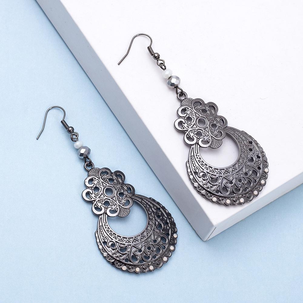 

Винтажные цветочные геометрические серьги-капли: Цинковый сплав с ретро-шармом