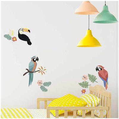 [A1551] - Multicolored 'Toucan Parrots' Sticker Sheet - 20x70 Cm