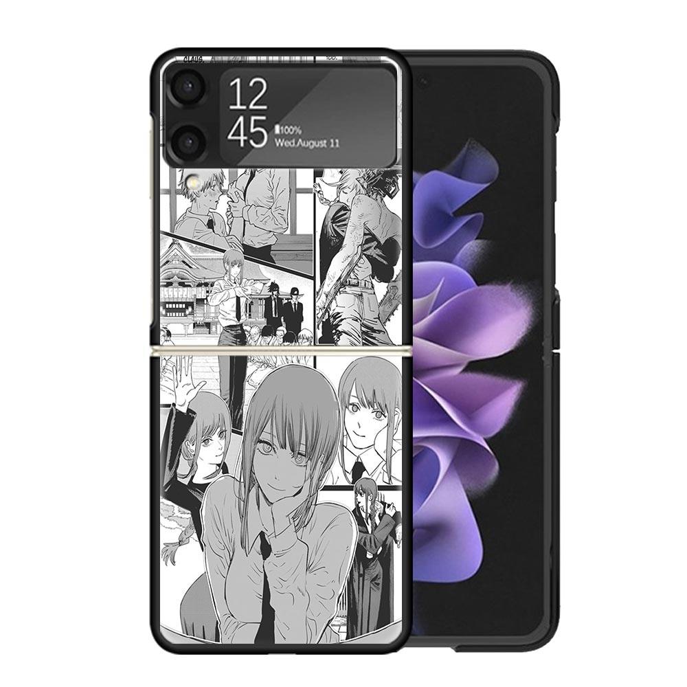 Power Makima Chainsaw Clear Phone Case For Samsung Z Flip 7 6 5 4 3 Galaxy ZFlip7 ZFlip6 ZFlip5 ZFlip4 ZFlip3 5G Print Cover Z F