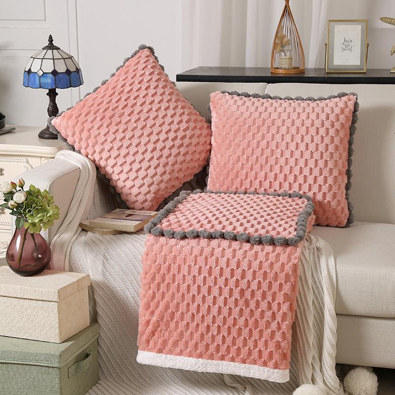 

Plush Pillow Quilt Blanket Throw Pillow Folding Car Cushion Pillow 2-In-1 Office Car Lunch Break Household Sofa Cushion Blanket About 105x150cm