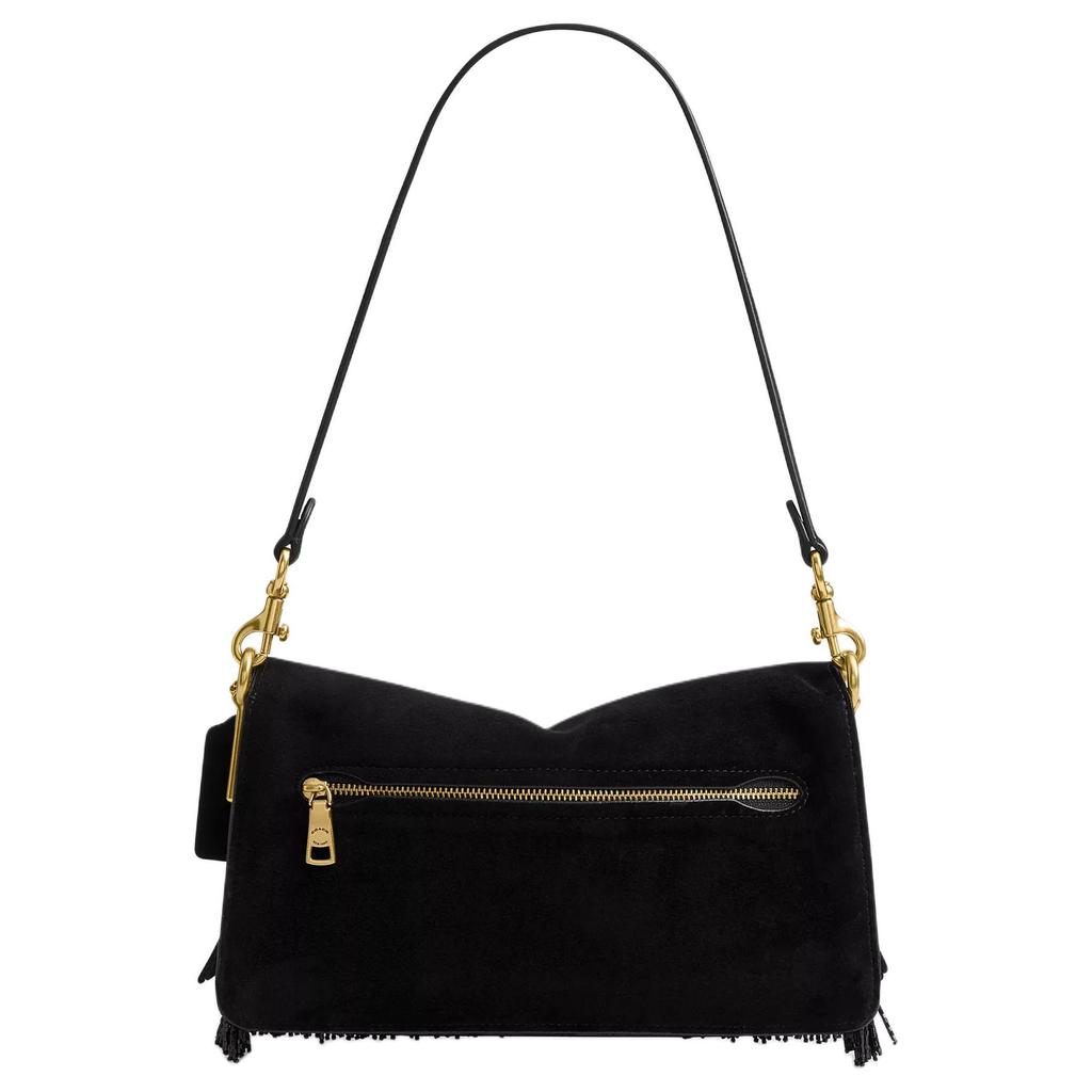 Coach Tabby 26 Crystal Beaded Fringe Suede And Leather Shoulder Bag Medium Women Shoulder Bag Black CCW91-B4BK