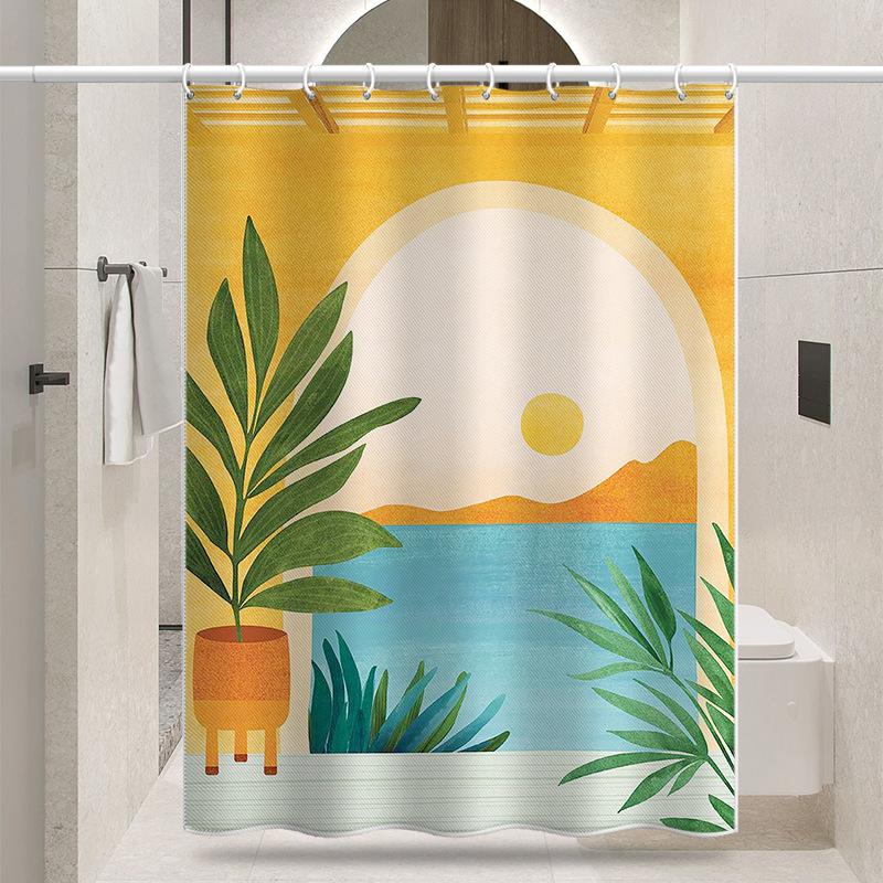 Badezimmer verdickter wasserdichter Vorhang, schimmelfester Duschvorhang, Duschtrennwand-Vorhang, Duschvorhang, Badezimmer-Vorhang, kostenlose Perforation