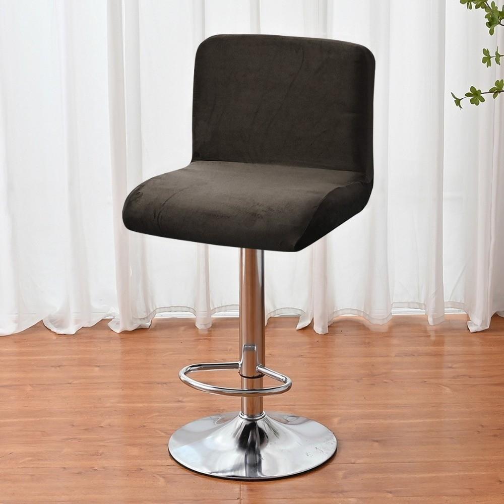 Velvet Low Back Chair Cover Elastic Solid Color Bar Stool Seat Cover All-inclusive Anti-slip Swivel Chair Cover