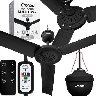 Cronos Fc11-90 90Cm Black Ceiling Fan + Remote Control
