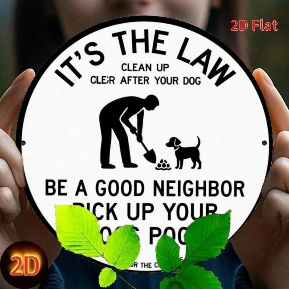 Vintage Metal Sign 8 Inch Round Tin Plate Funny Dog Pooping Quote Retro Pub Bathroom Wall Decor