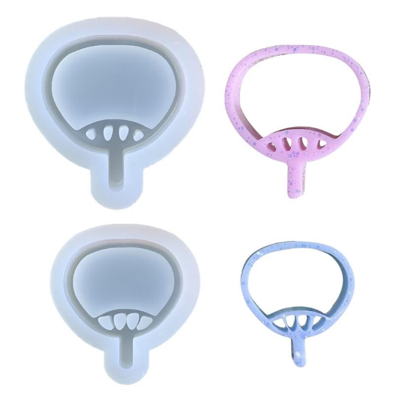 Cute Fan Shaped Shaker Silicone Moulds Resin Shaker Molds Resin Casting Mould Silicone Material for DIY Pendant Crafts