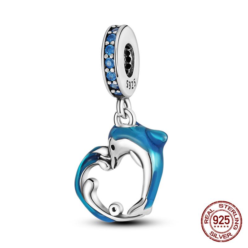 100% Genuine 925 Sterling Silver Ocean Collection Seashell Turtle and Heels Charm Beaded for Original  Bracelet Bracelet