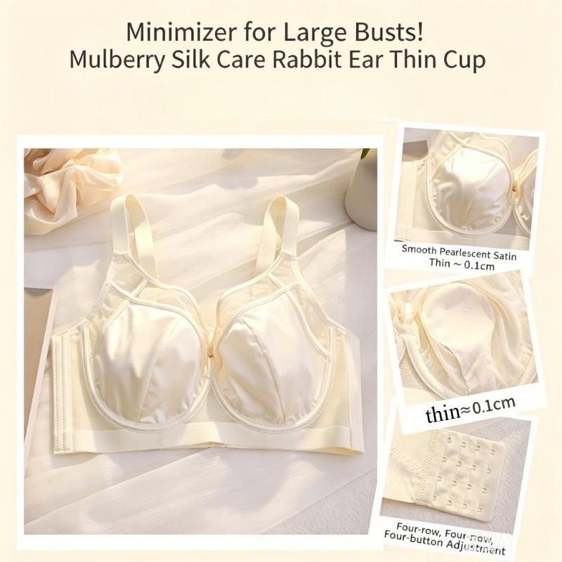 Satin Silk Thin Bra with Soft Underwire To Prevent Sagging and Support Large Busts