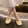 Women's Mary Jane Flats with Pearl Strap Comfortable Round-Toe Casual Shoes