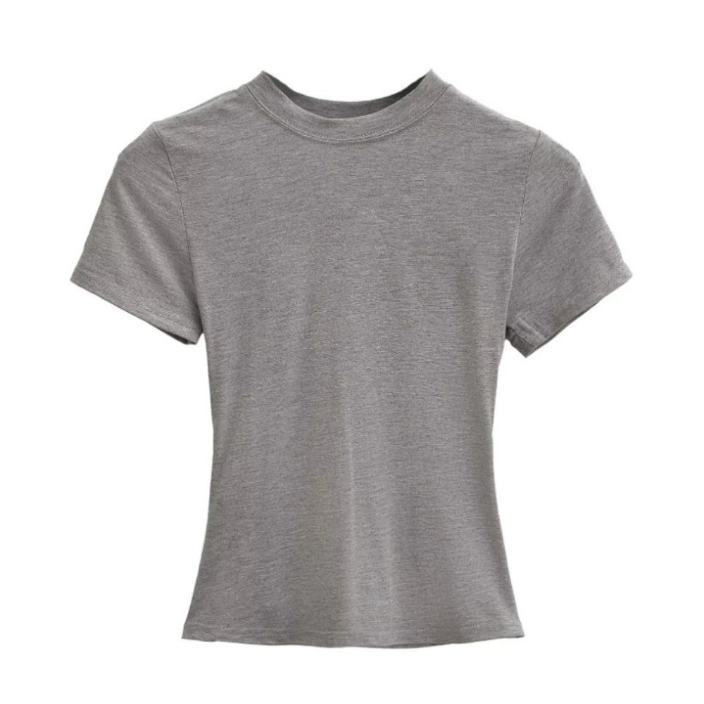 Summer New Spice Girls Solid Kardashian Same Round Neck Slim Fit Short Bottomed Shirt Basic Short Sleeve T-shirt