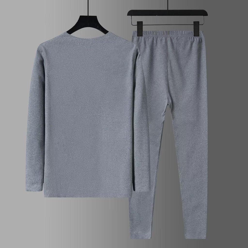 Men's Autumn Baselayer Set: De Velvet Sweater & Knit Pants - Thin, Warm Underwear for Winter