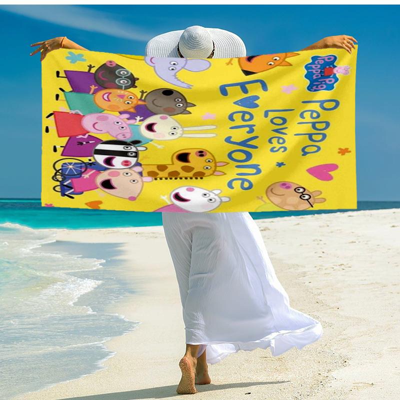 Ultra-Soft Beach Towel with Peppa Pig Theme,Ideal for Pool - Camping, Diving - Perfect Travel Essential, Vibrant Beach Towel.