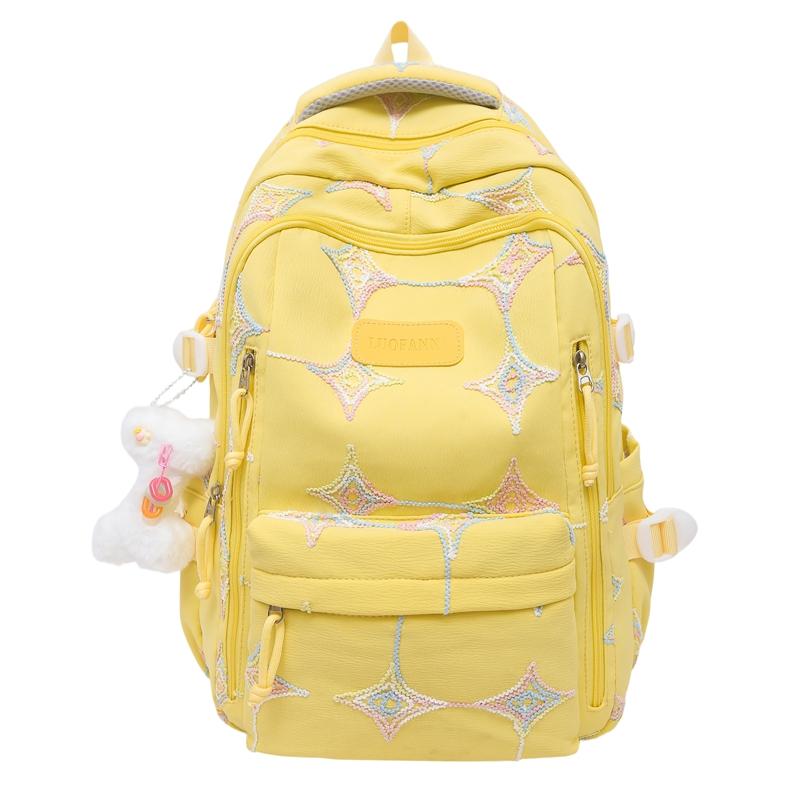 

Color Embroidered Junior High School Student Schoolbag Women s Large Capacity Commuter Backpack жёлтый