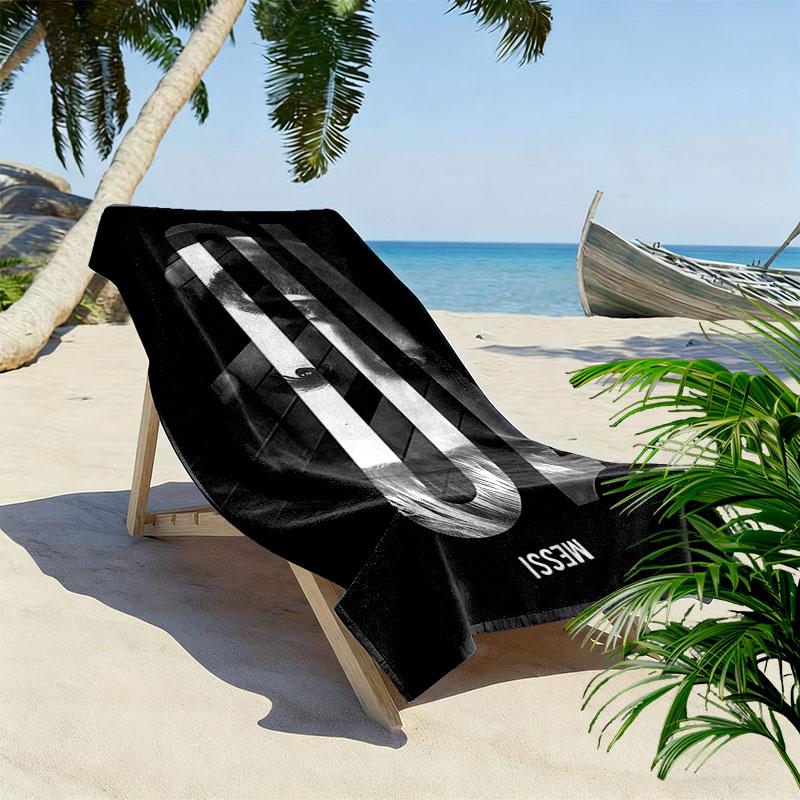 Lionel Messi Print Strandhåndklæde, Stort Blødt Hurtigtørrende Håndklæde til Strand Camping Svømning