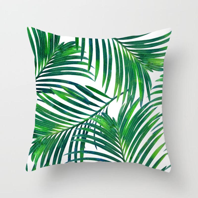 Fashionable Tropical Plant Polyester Pillowcase Office Fabric Sofa Cushion Cover Home Peach Leather Velvet Pillowcase