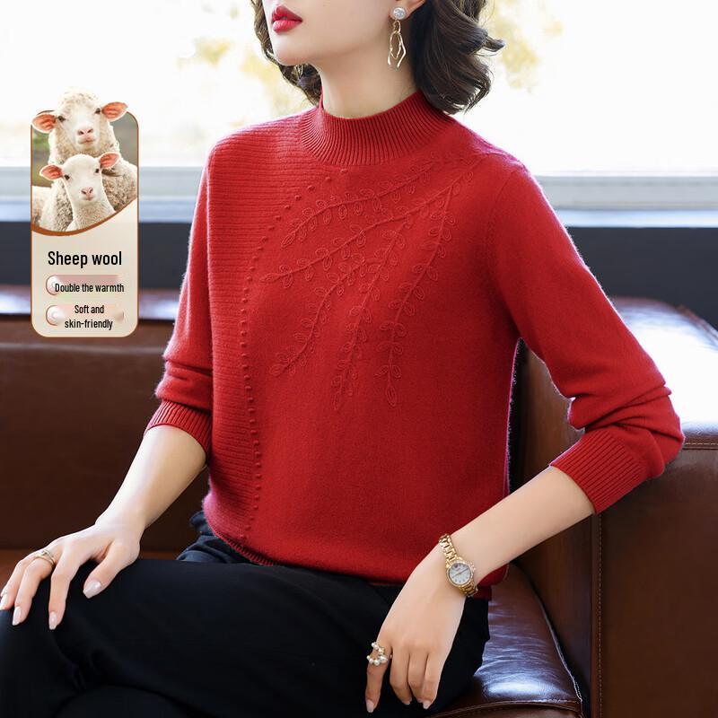 

BAOLIANDUO Women s 100% Merino Wool Mock Neck Sweater 2XL