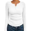 TIFICY Camicette e camicie con scollo a V a maniche lunghe con stampa tinta unita primavera autunno moda casual da donna
