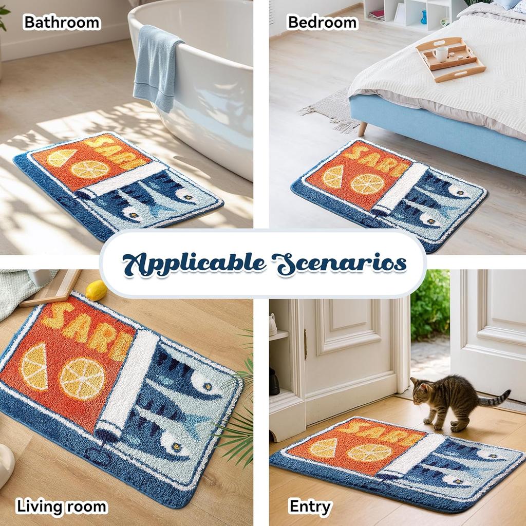 Cartoon Sardine Floor Mat, Soft and Non-slip, Kitchen and Bathroom Mat, Sofa and Bedroom Carpet, Home Decoration