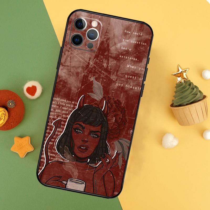 Aesthetic Devil Woman Bad Girl Phone Case For iPhone 14 16 15 12 11 13 Pro Max X XR XS Max 7 8 Plus 12 13 Mini Cover Coque