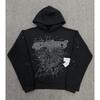 Heavy fleece foam print spider web hoodie sports casual sweater sweatpants set