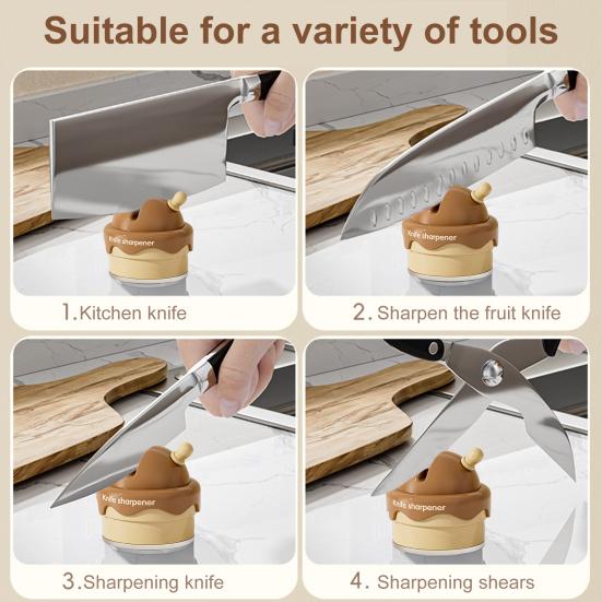 Yousheng Whetstone Ice Cream Shape Kitchen Sharpener ABS Ceramic Easy To Use Knife Scissor Sharpener Practical Tool