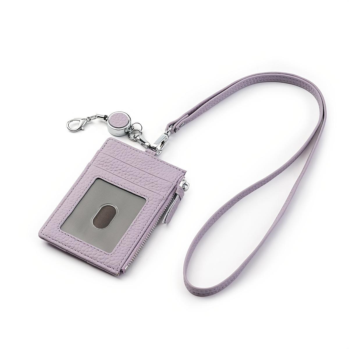 Leren RFID-blokkerende ID-badgehouder Portemonnee met Rits Kaarthouder met Afneembaar Nekkoord Creditcardtasje Nekhangend