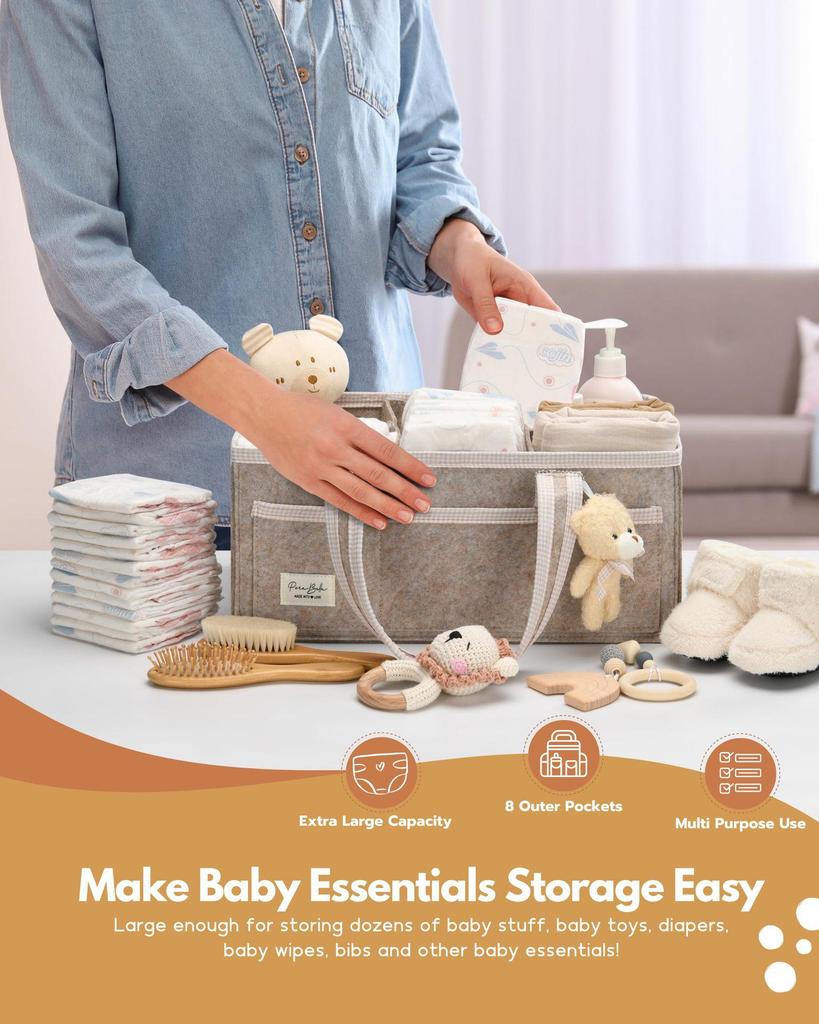 Large Capacity Foldable Felt Diaper Bag – Portable & Handheld Mommy Bag for Car or Storage