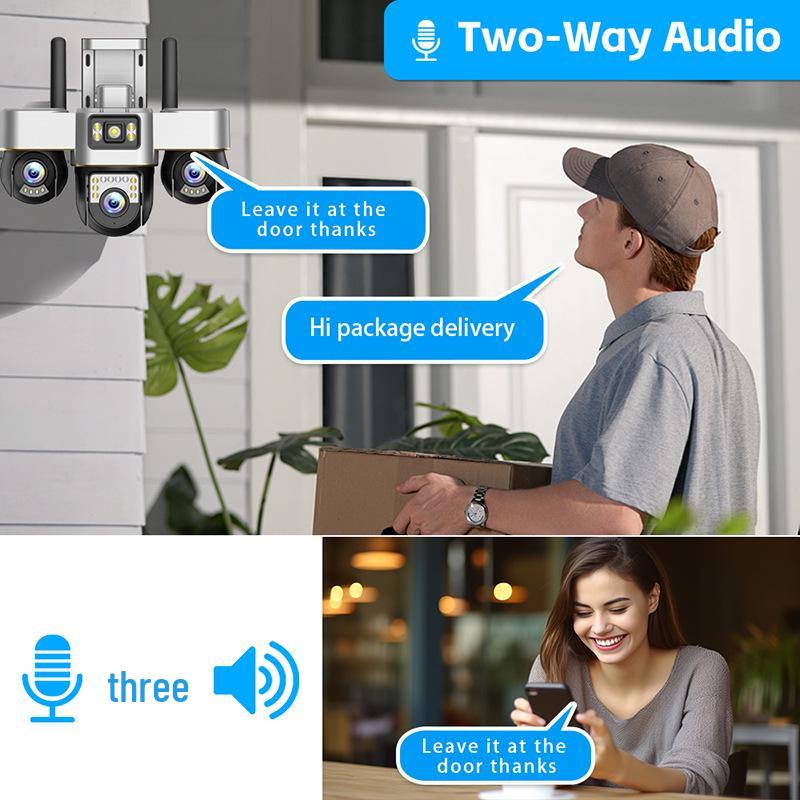 9MP V380 Wireless Outdoor WiFi Camera with Three Lenses and Full-Color 4G HD Monitoring
